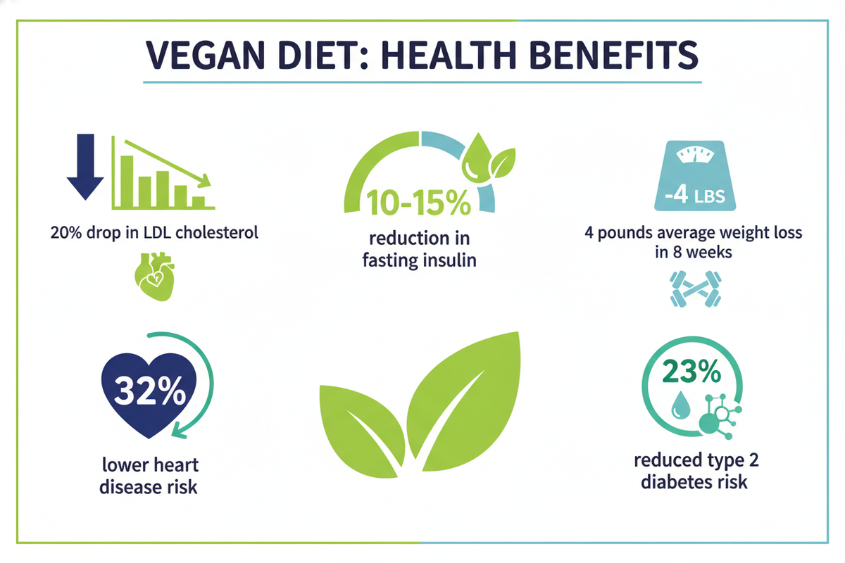 Health Benefits of Vegan Diet - Data Infographic